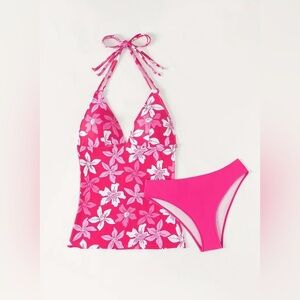 New Pink Floral Halter Bikini Set women’s swimsuit bathing suit Large